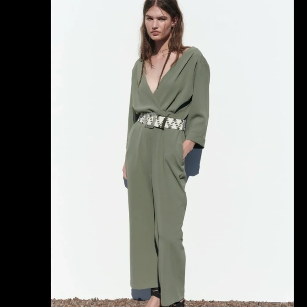 💚 Zara Long Belted Jumpsuit – Size M NWT